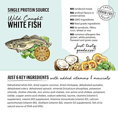 Wild caught white fish with added vitamins and minerals.